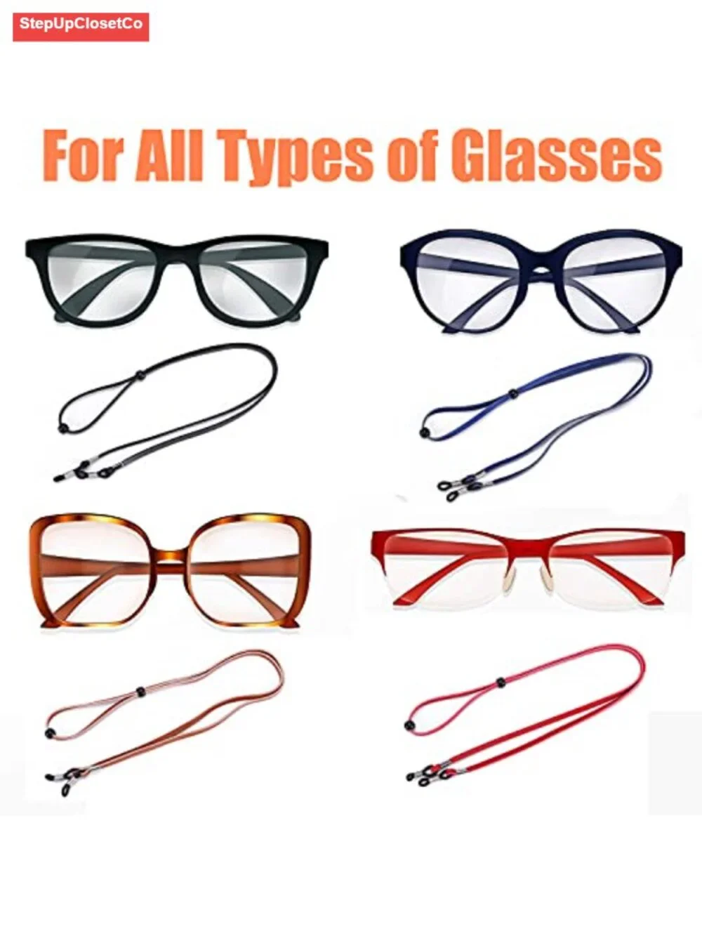 4 Pack Eco Leather Eyeglass Straps Adjustable Eyewear Retainers Anti-slip